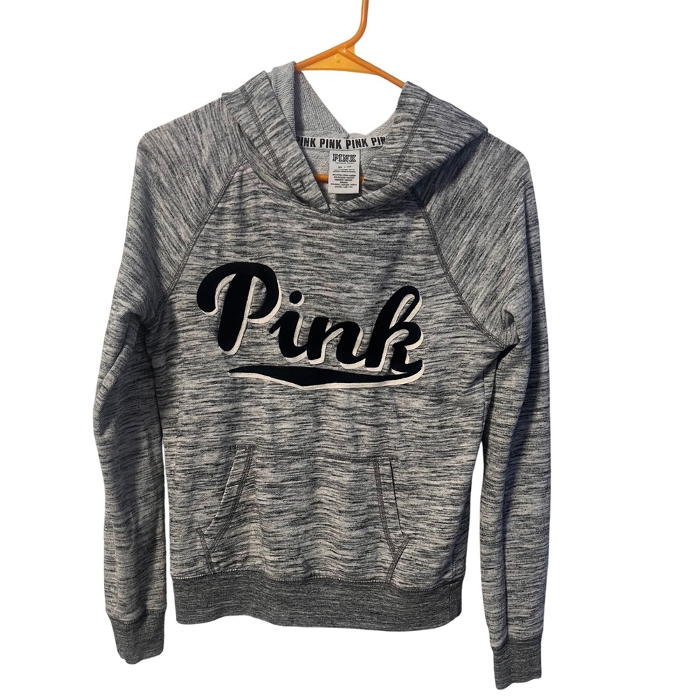 PINK Victoria's Secret Gray Heather‎ Hoodie Pullover Sweatshirt Womens XS